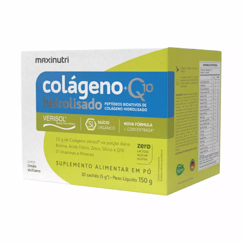 Colágeno Hidrolisado + Q10 - Limão Sciciliano 5g 30 Sachês- Maxinutri